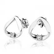 Náušnice z bieleho zlata 585/1000 s prírodnými diamantmi 0,024ct, G/SI