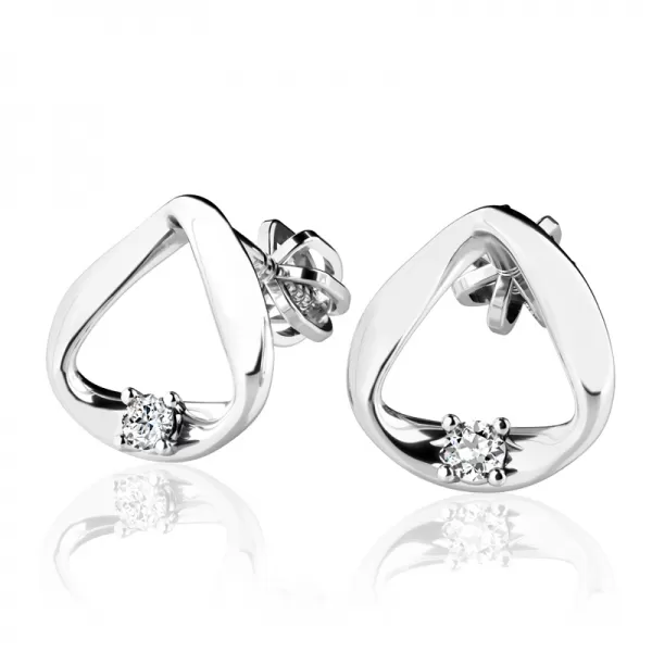 Náušnice z bieleho zlata 585/1000 s prírodnými diamantmi 0,024ct, G/SI