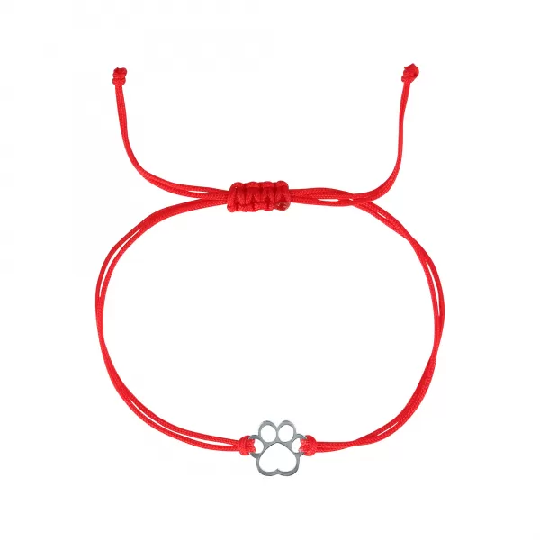 Textilný náramok Kabbalah červený so striebornou labkou 13058.3 red