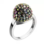 Strieborný prsteň s kryštálmi zelená hrče 735013.5 vitrail medium