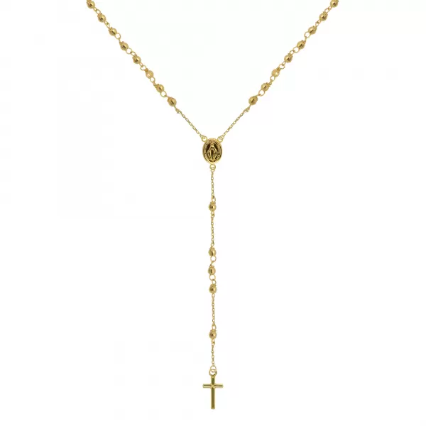 Zlatý 14 karátový náhrdelník ruženec s krížom a medailónikom s Pannou Máriou RŽ10 zlatý