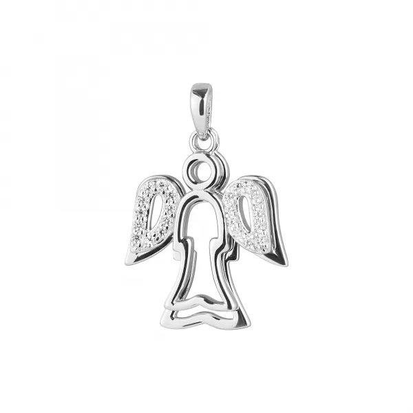 Strieborný prívesok dva anjeli so zirkonmi 14043.1 crystal