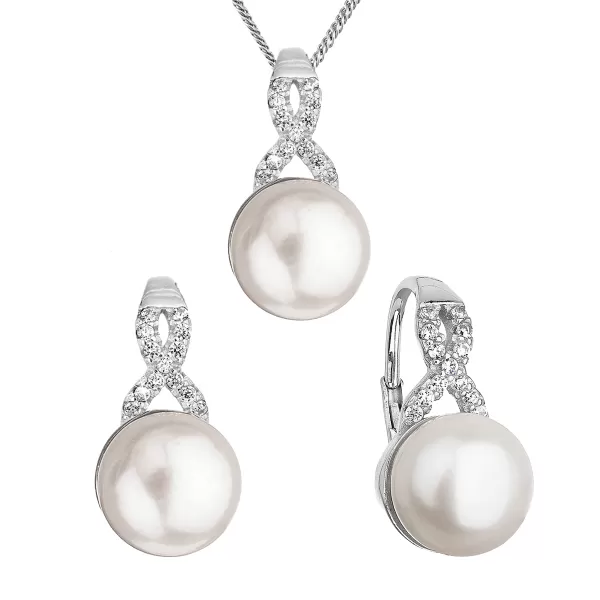 Pearl set s perlou bielej rieky a zirkónmi 29082.1
