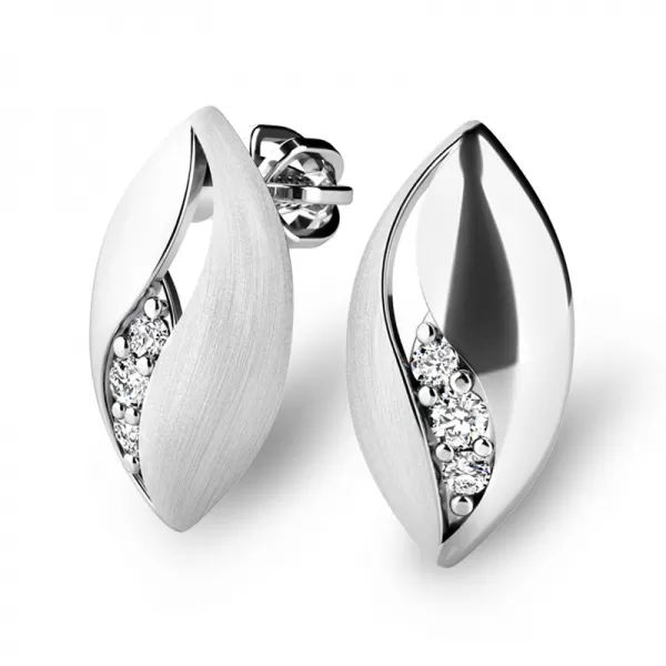 Dámske náušnice biele zlato 585/1000 prírodný diamant 0,044 ct G/SI 10973-B-DIA