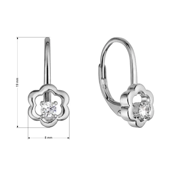 Strieborné náušnice kvietky so zirkónom 11504.1 crystal