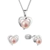Perlová súprava srdiečka s ružovou riečnou perlou 29060.3B pink