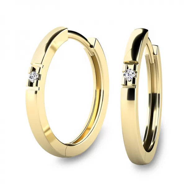 Dámske náušnice žlté zlato 585/1000 prírodný diamant G/SI kruhy 10985-ZL-DIA