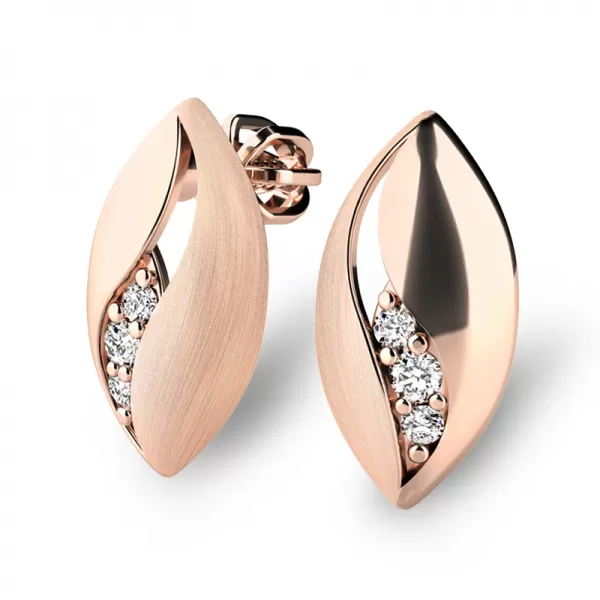Dámske náušnice ružové zlato 585/1000 prírodný diamant 0,044 ct G/SI 10973-CV-DIA