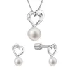 Perlová súprava srdca so zirkónmi a bielou riečnou perlou 29064.1B