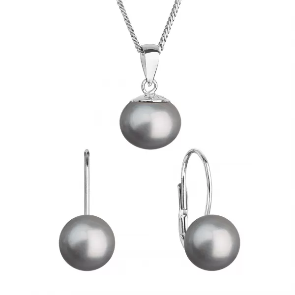 Perlová súprava so šedou riečnou perlou 29081.3 grey