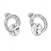 Strieborné náušnice kôstky s kryštálmi Preciosa biele okrúhle 31239.1 crystal