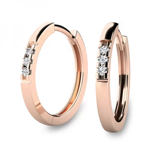 Dámske náušnice ružové zlato 585/1000 prírodný diamant G/SI kruhy 10986-CV-DIA