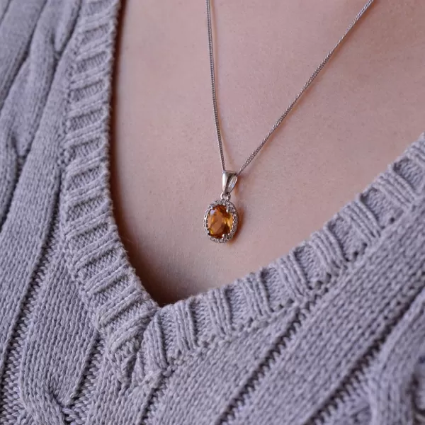 Strieborný náhrdelník luxusný s pravým minerálnym kameňom žltý 12086.3 citrine