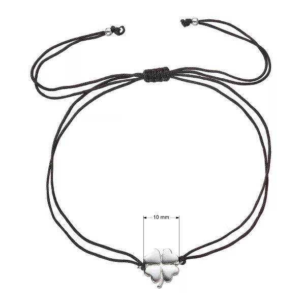 Kabbalah náramok so strieborným štvorlístkom 13047.3 black