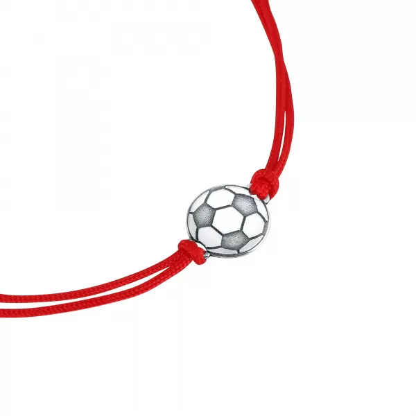 Textilný náramok Kabbalah červený so striebornou futbalovou loptou 13057.3 red