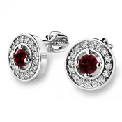 Náušnice biele zlato 585/1000, prírodné diamanty a granáty, 10921-B-GRA