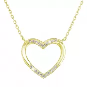 Pozlátený náhrdelník srdca s bielymi zirkónmi 12010.1