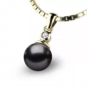 Dámsky prívesok zo žltého zlata 585/1000 prírodný diamant 0,027 ct čierna perla a 10870-ZL-DIA-Black 10870-DIA-Black