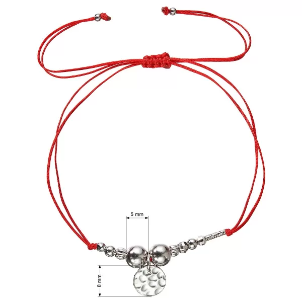 Textilný náramok červený strieborné guličky 13040.3 red