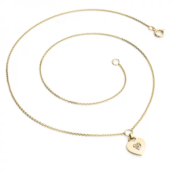 Náhrdelník srdca s diamantom 10874-NH05-ZL-DIA