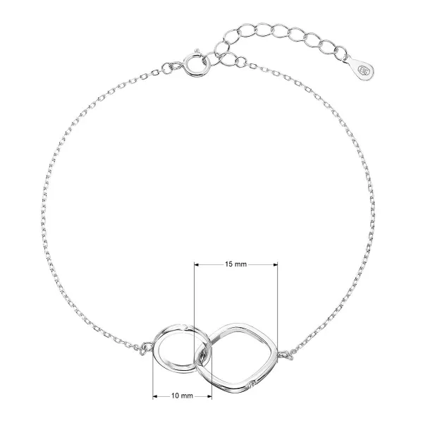 Strieborný náramok krúžok a kocka s mini zirkónikom 13035.1