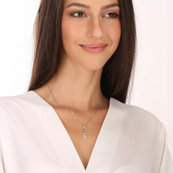 Strieborný prívesok so zirkónmi biela vlnka 14046.1 crystal