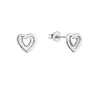 Strieborné náušnice dve srdiečka v sebe 61037