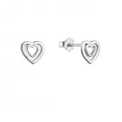 Strieborné náušnice dve srdiečka v sebe 61037