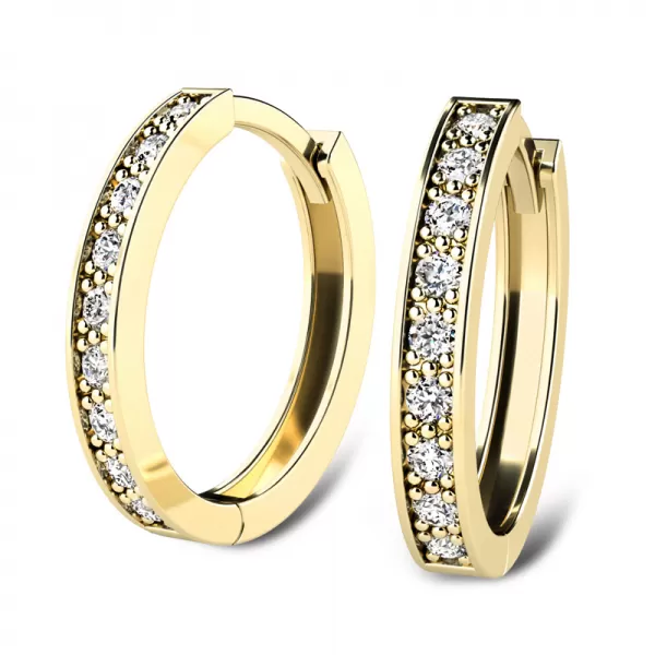 Náušnice žlté zlato 585/1000, prírodné diamanty 0.270ct, 109014-ZL-DIA
