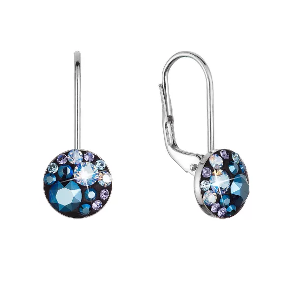 Strieborné náušnice visiace s kryštálmi Swarovski modré malé 31321.3 blue style