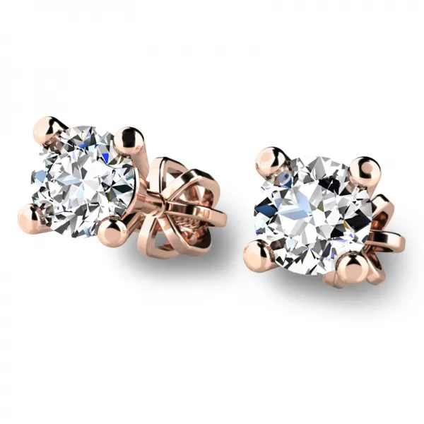 Náušnice kôstky z ružového zlata so zirkónmi 10828-NS-CV-ZIR