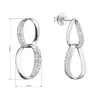 Strieborné náušnice visiace oválky so zirkónmi bielej 11449.1