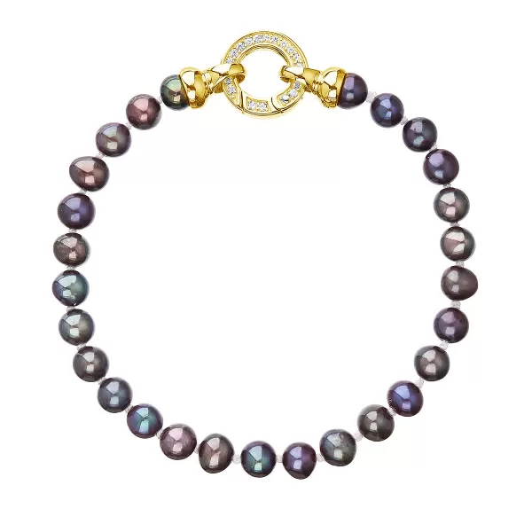 Perlový náramok z pravých riečnych perál modrý 23001.3 dk.peacock