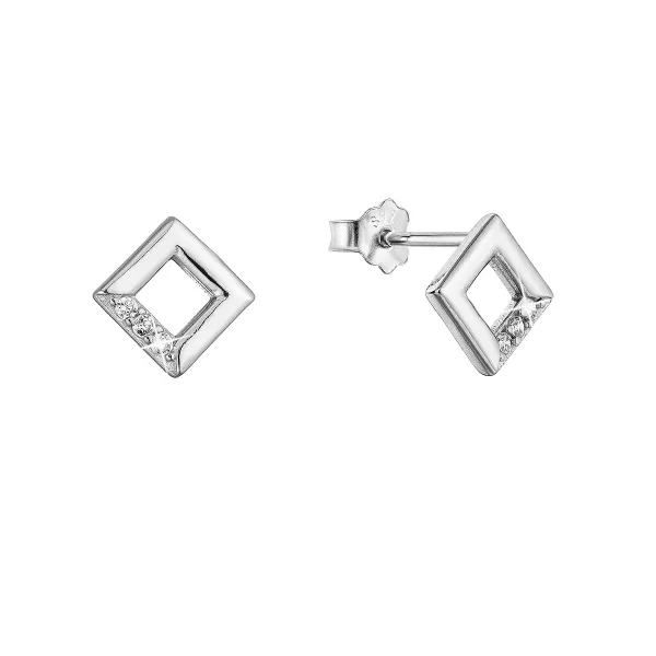 Strieborné náušnice malé kosoštvorčeky so zirkónmi 11526.1 crystal