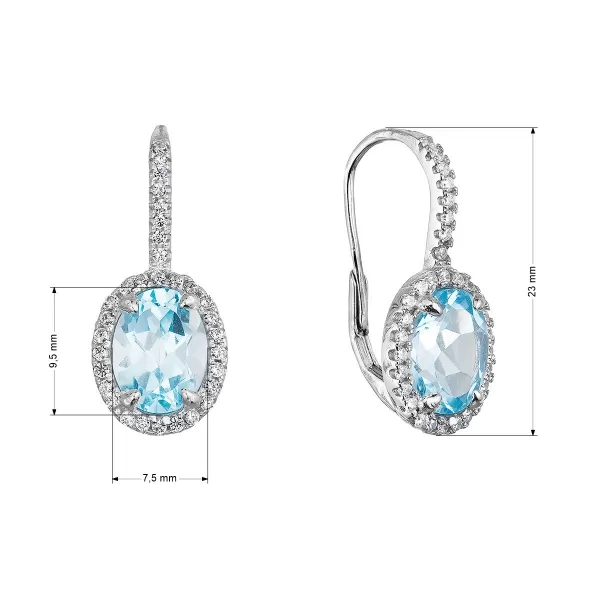 Strieborné náušnice luxusné s pravými minerálnymi kameňmi modré 11492.3 sky topaz