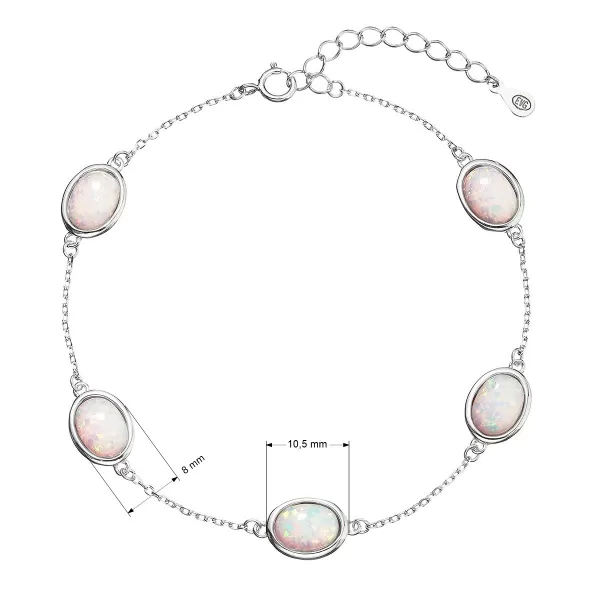 Strieborný náramok so syntetickými opálmi biely ovál 13030.1 white