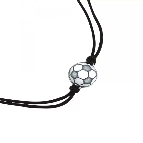 Textilný náramok Kabbalah čierny so striebornou futbalovou loptou 13057.3 black