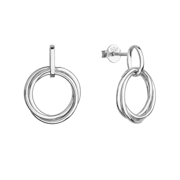 Strieborné náušnice tri krúžky 61010