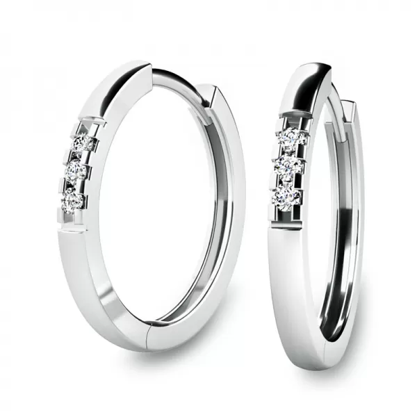 Dámske náušnice biele zlato 585/1000 prírodný diamant G/SI kruhy 10986-B-DIA