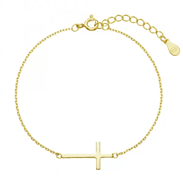 Pozlátený strieborný náramok s väčším krížikom 63008