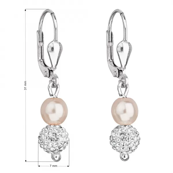Strieborné náušnice visiace s Preciosa kryštály ružové okrúhle 31244.3