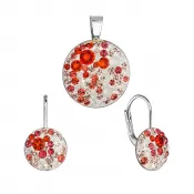 Sada šperkov s kryštálmi Swarovski náušnice a prívesok mix farieb oranžová okrúhle 39178.3 sanset