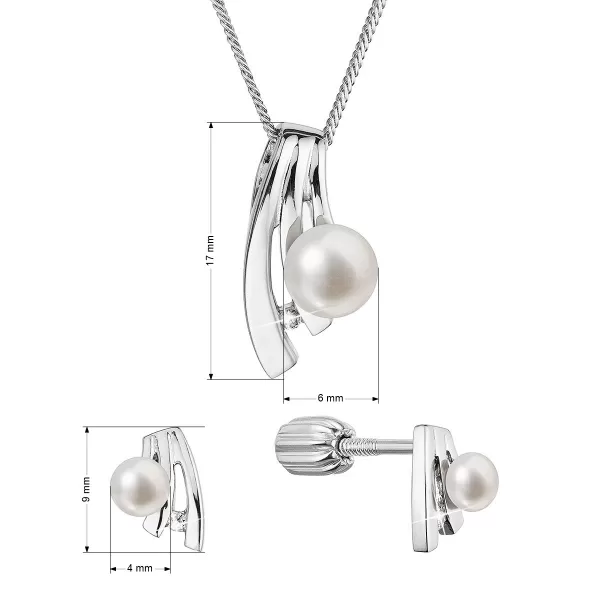 Perlová súprava so zirkónmi a bielou riečnou perlou 29075.1B