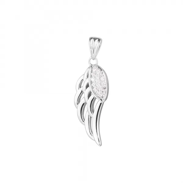 Strieborný prívesok anjelské krídlo so zirkonmi 14044.1 crystal