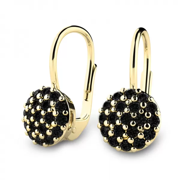 Diamantové náušnice vyrobené ze žlutého zlata 10955-Zl-čierna