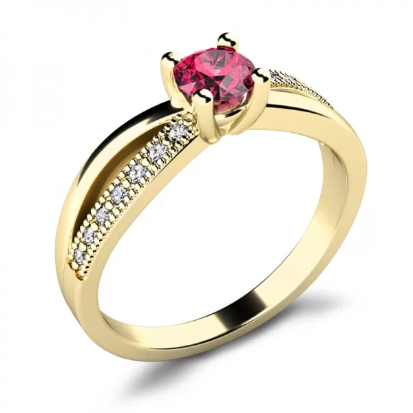 Dámsky prsteň žlté zlato 585/1000 prírodný diamant G/SI 10998-ZL-TUR