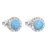 Strieborné náušnice kôstky so syntetickým opálom a Preciosa kryštály svetlo modré okrúhle 31217.1 lt.blue