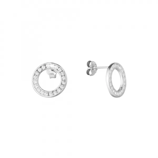 Strieborné náušnice okrúhle so zirkónmi 11551.1 crystal