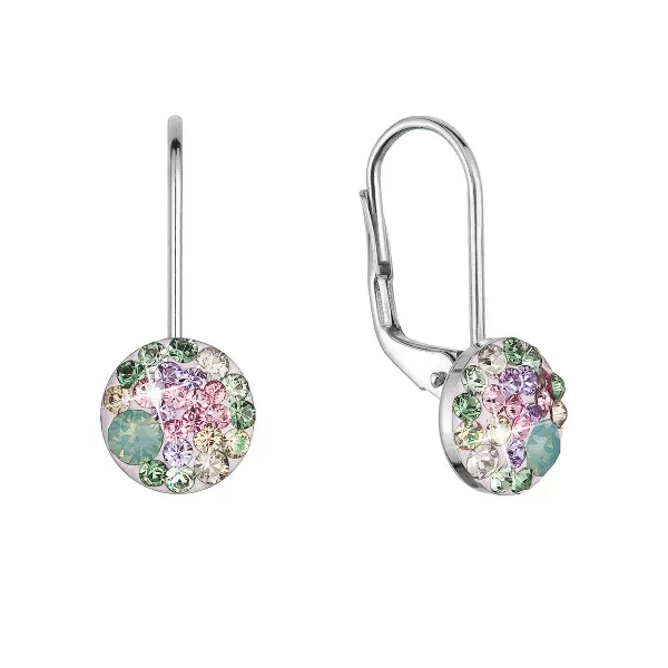 Strieborné náušnice visiace s kryštálmi Swarovski zelené malé 31321.3 sakura