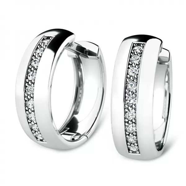 Náušnice bílé zlato 585/1000, přírodní diamanty 0.126ct, 109012-B-DIA
